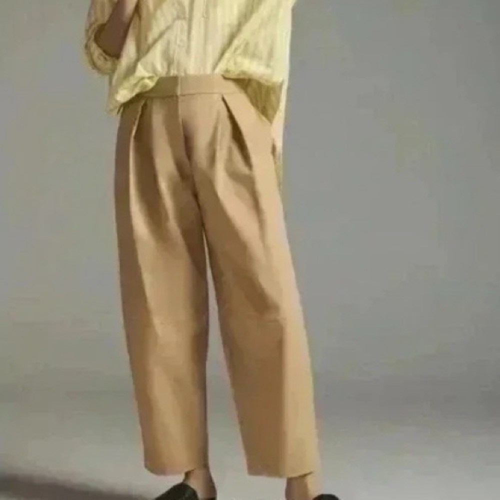 Exquisite Turkish Tan Barrel Leg Trousers